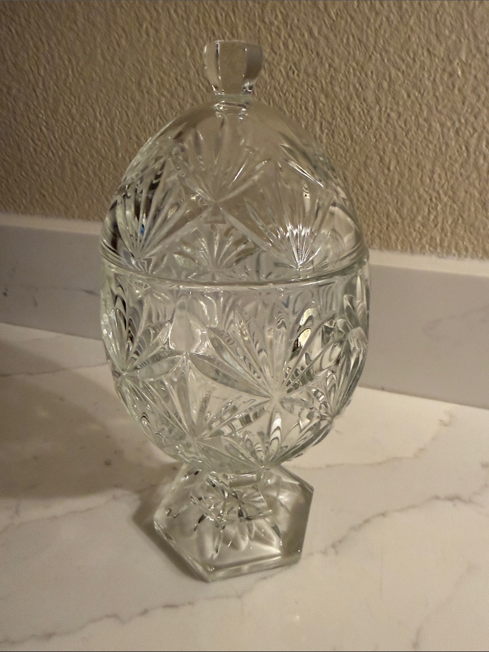 Vintage Glass Egg-shaped Jar with Lid
